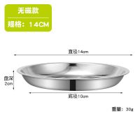 不锈钢盘子加厚圆盘平底浅盘菜盘家用餐盘碟子圆形家用菜盘子深盘 14cm加厚[5个装]