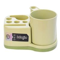 牙刷架刷牙杯牙刷牙膏收纳厕所浴室单杯套装置物架免打孔 绿色