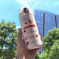 男女学生卡通透明豌豆弹跳保温杯直饮杯便携保温壶304保温杯情侣 元气满满小兔300ML送杯杯加布袋