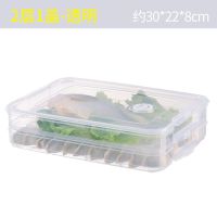 新疆哥饺子盒家用冰箱速冻水饺馄饨专用保鲜收纳盒多层托盘 透明色-加大加厚-2层1盖 请打开
