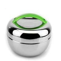 不锈钢玲珑提锅便携式双层炫彩迷你彩色饭盒饭桶不锈钢彩色小提锅 1.0升本色苹果