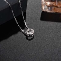 跳动的心项链女玫瑰金圆形砰然心动水晶锁骨链灵动心跳送女友礼物 跳动的心(白金白砖) 无包装