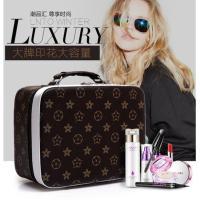 大牌化妆包手提大容量化妆箱专业防水化妆品收纳包小号便携洗漱包 老花配黑条-小号