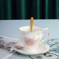 欧式陶瓷杯咖啡杯套装套具创意简约家用骨瓷咖啡杯子送碟勺架子 0173(200ml) 1杯1碟