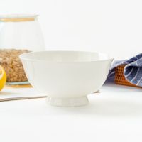 唐山骨瓷6英寸高脚碗面碗粥碗中碗大米饭碗高足碗6寸防烫微波面碗 纯奶白色-6英寸高脚碗1个