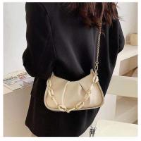 腋下包包女夏2021新款潮时尚链条褶皱包法国小众百搭ins斜挎包 白色 长肩带