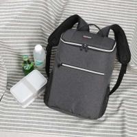 户外双肩背包饭盒袋送餐冷藏箱野餐包加厚保温袋防水保鲜储奶冰包 深灰色+2个冰袋