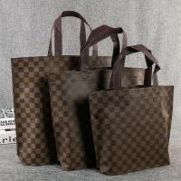 无纺布经典格子购物手提服装男装女装童装袋子环保手提袋 (咖啡格子) 小号1个+中号1个+大号1个