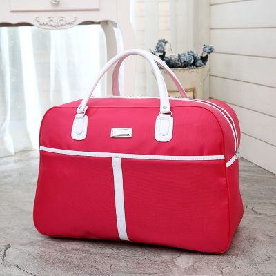 韩版拉杆旅行袋大容量拉杆包短途登机箱学生手提行李袋轻便旅行包 玫红色(手提包) 中号