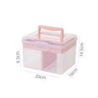 装积木收纳盒乐高收纳箱儿童玩具LEGO积木收纳分格整理盒透明连盖 粉色+内分格 20cm*15.5cm*3cm分格