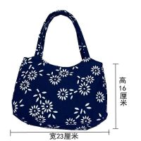 蜡染蓝印花布小布包买菜小拎包复古民族风时尚妈妈包手提包布袋女 蓝色小碎花
