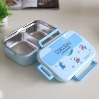 可爱卡通304儿童小学生分隔饭盒分格防烫上班族保鲜带盖便当餐盒 叮当(送勺筷) 2格内胆可分离(1200ml)