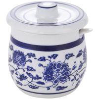 厨房用品调料盒套装家用高温釉下彩陶瓷调味罐油壶盐罐油泼辣椒盅 缠枝莲单罐