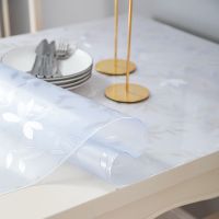 加厚桌布餐桌垫防水防烫防油pvc透明塑料软玻璃水晶板茶几保护膜 超透亮波斯菊2.0mm 40*60cm