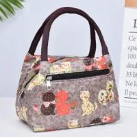 便当包大号手提包卡通防水上班族小学生保温饭盒袋包带饭午餐袋子 灰猫 [普通款]