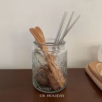 复古日式海棠花纹玻璃密封罐子咖啡豆储物收纳餐具筷子 海棠花罐身(无盖)