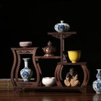 鸡翅木博古架中式小多宝阁茶具架子实木置物架茶壶架摆件架展示架 直升机