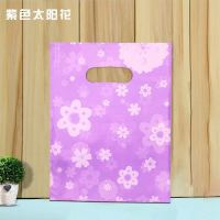 大中小号卡通塑料袋服装袋手提购物袋包装袋 紫色太花(100个) 15*20(适合装小饰品