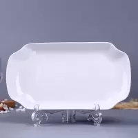 景德镇家用特价陶瓷鱼盘装鱼盘家用鱼盘套装清蒸鱼菜盘陶瓷鱼盘子 纯白 1个大勺