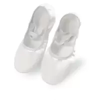 绸缎面舞蹈鞋肚皮舞鞋猫爪鞋芭蕾舞鞋儿童软底形体鞋足尖鞋免系带 【绸缎-白色】 23