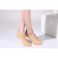 大码 男士 成人 黑色 舞蹈鞋女软底练功形体猫爪跳舞民族芭蕾舞鞋 (布头-驼色) 22