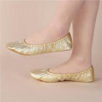 肚皮舞鞋子练功鞋软底猫爪鞋表演鞋印度舞鞋演出珠绣亮片金色舞鞋 金色 34