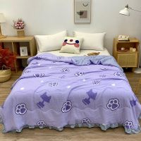 百思寒夏被空调板夏凉被水洗棉卡通花边单双人学生可爱夏天薄被子 猫爪[升级韩版荷叶边] 150*200cm水洗棉花边夏凉被