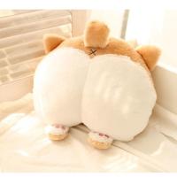 柯基屁股抱枕暖手捂激萌可爱柴犬柯基犬小屁屁毛绒公仔个性靠垫 浅棕色 小靠垫 38厘米