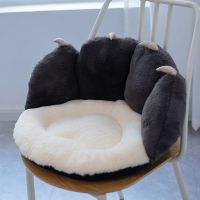 猫爪坐垫靠背一体办公室久坐椅子垫子学生软腰垫毛绒飘窗垫窗台垫 黑色猫爪 50x42x25cm(底部防滑)