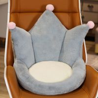 椅子坐垫加厚靠垫一体凳子座垫软沙发屁股垫子学生教室生日礼物女 新款-灰色皇冠(纯色无绣花) 45*40cm坐垫底部带防滑