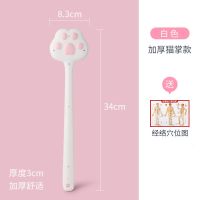经络拍打器硅胶拍痧板扣莎拍捶背器敲打按摩器捶背棒棒敲背神器 象牙白猫掌拍[送穴位图]