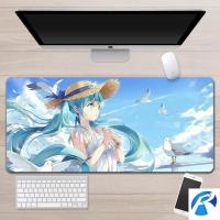 鼠标垫禁欲系超大桌面日式二次元动漫防滑锁边办公桌键盘垫电竞 草帽女孩 800x300mm 2mm