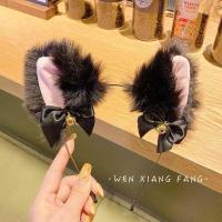 毛绒可爱猫咪耳朵发箍狐狸头箍女拍照猫佣兽耳发夹子发卡发饰品潮 同款黑色发箍