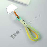 2021新款撞色荧光手机挂绳短手机绳挂饰U盘钥匙绳女可爱创意设计 橘红扣子