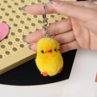 超萌水貂毛迷你皮草小黄鸭挂件毛绒包包手机挂饰小鸭子钥匙扣饰品 黄色