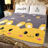 冬夏两用泰国乳胶床垫保暖床褥子冰丝乳胶凉席单双人学生宿舍垫子 乳胶填充[萌萌兔]A面水晶绒B面冰丝 0.9x1.9米 床