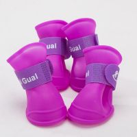 宠物狗狗泰迪雨鞋夏季小型犬防水鞋子4只不掉宠物比熊脚套春夏 紫色(普通款) L(体重8-15斤)