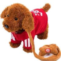 儿童电动毛绒玩具狗女孩走路小狗会唱歌会叫狗狗玩具会动的仿真狗 红色 电池款72首唱歌走路汪汪叫扭屁屁