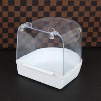 大号鸟用外挂洗澡盆玄凤八哥鹦鹉沐浴盒防溅画眉用具用品鸟笼配件 白色