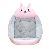 冬天狗窝保暖加绒泰迪窝猫窝狗垫子大中型宠物窝四季通用小型犬用 粉色兔子 [圆]S 直径48 适合5斤内