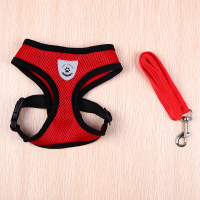 宠物猫狗保护型网眼胸背带小狗狗背带牵引绳雪纳瑞贵宾泰迪狗绳子 红色 S