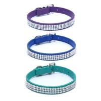 宠物真皮狗脖套头层牛皮狗项圈中大型犬狗颈颈金毛拉布拉多狗脖圈 PU带钻项圈(颜色随机) S(33cm*50cm)6-25