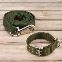 加厚尼龙带中大型犬用遛狗绳子牛头钩扣牵引带金毛德牧藏獒栓狗链 牵引+项圈(L号40-52cm) 120cm
