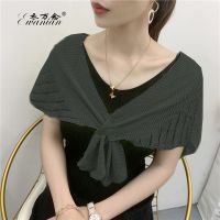 防晒披肩女外搭洋气小披肩外搭连衣裙冰丝薄款披肩配裙子防晒衫 图片色[随机花色]