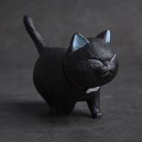 盲盒铃铛猫可爱猫咪汽车摆件车内猫控生日礼物仿真猫手办模型创意 大号黑猫