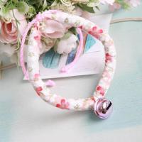 猫咪和风项圈带铃铛招财猫铃铛项圈宠物猫狗饰品手工铃铛日式项圈 粉色繁花(粉铃铛) S颈围15-20cm0-8斤