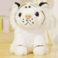 可爱小老虎书包挂件钥匙扣毛绒公仔生日礼物白虎玩偶挂饰毕业礼物 大毛皮仿真虎蹲款白 10厘米