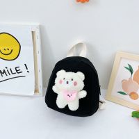 幼儿园3岁5宝宝迷你卡通小兔双肩包洋气男孩女童外出背包可爱书包 腮红熊黑色