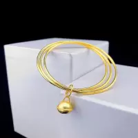 越南沙金手镯三生三世铃铛款光面久不掉色女镀金磨砂手环饰品 三生三世(60mm)