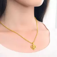 新款镀金锁骨项链小吊坠黄色女真品韩版越南沙金ins不掉色防过敏 爱心玫瑰+项链(有钢印)+精美礼盒